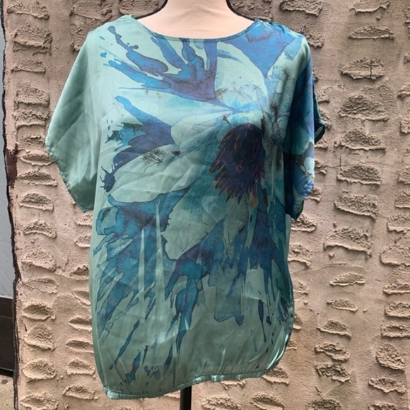 Apt 9 Blue Green Print Top - Picture 1 of 5